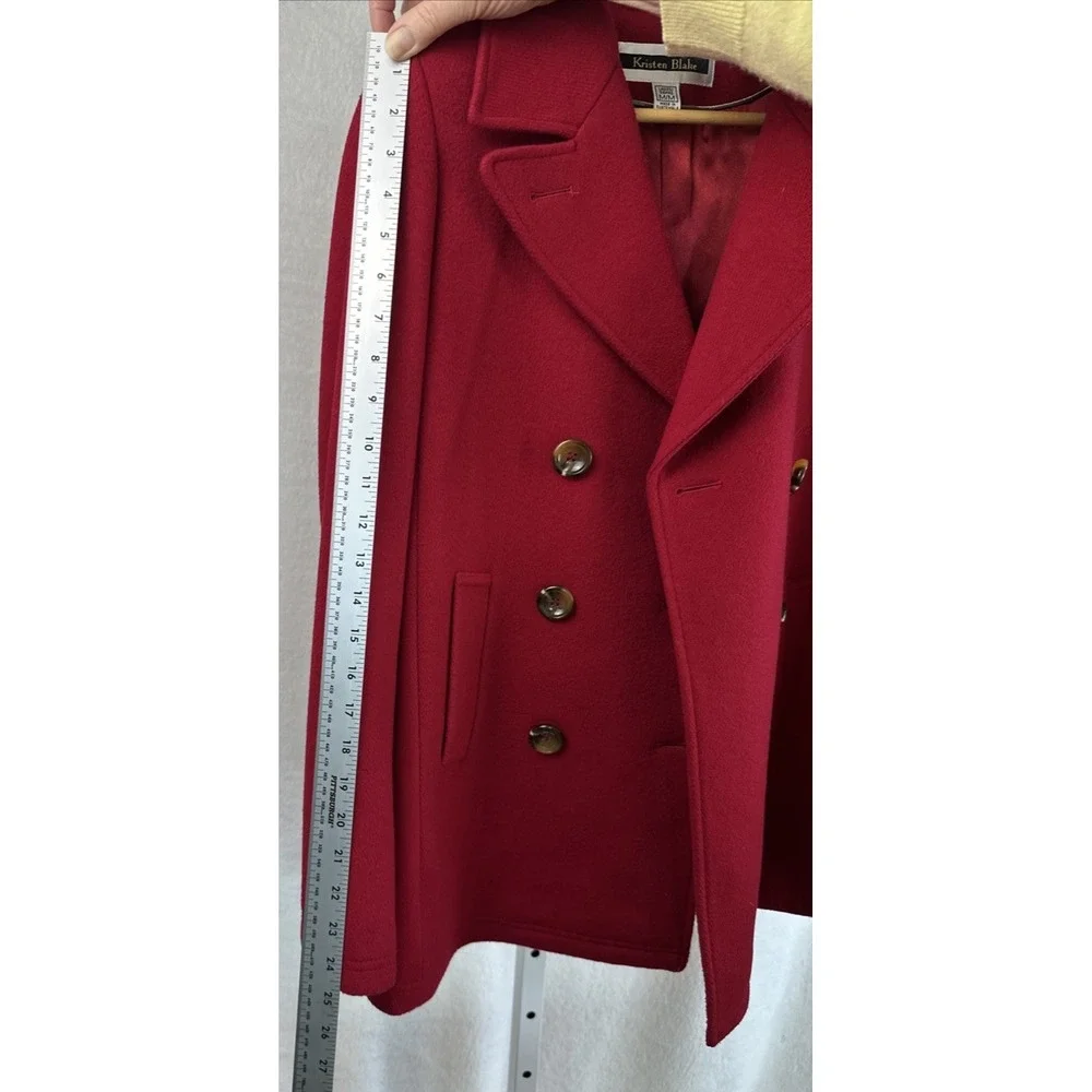 Kristen Blake Thick Wool Pea Coat Double‎ Breasted Red Tailored Women's